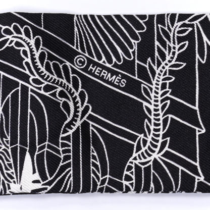 Hermes Silk Animapolis Twilly Black White 3 of 4