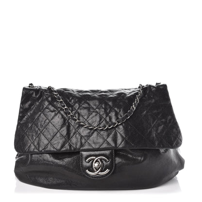Chanel Crumpled Caviar Quilted Maxi Elastic Flap Black 1 of 8