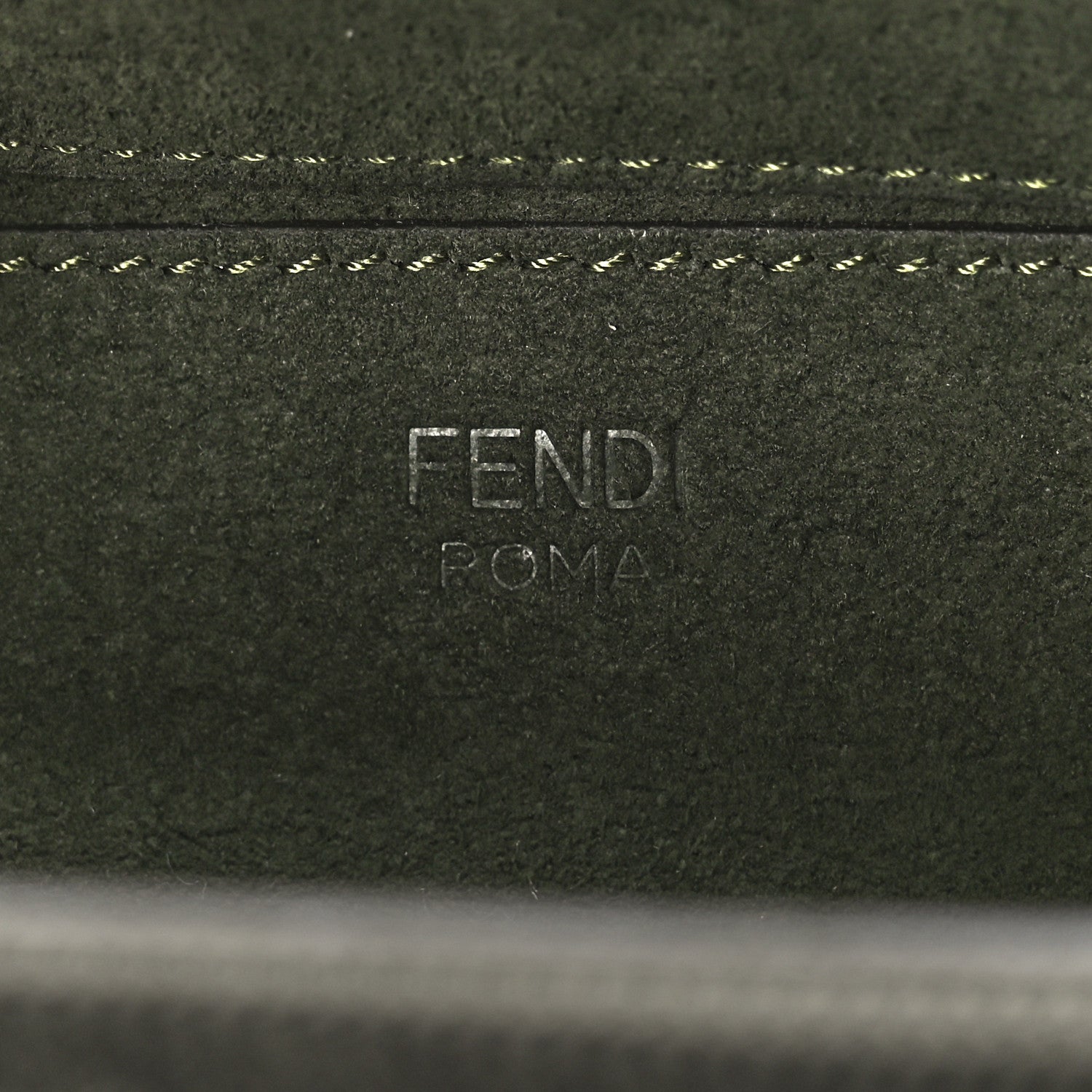 Fendi Technical Fabric FF Midi Chain Baguette Oliva 6 of 11