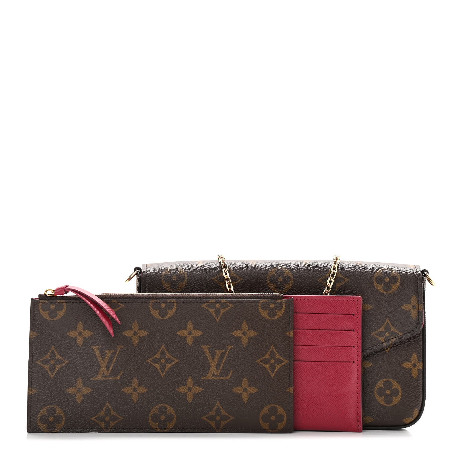 Louis Vuitton Monogram Pochette Felicie Chain Wallet Fuchsia 1 of 11