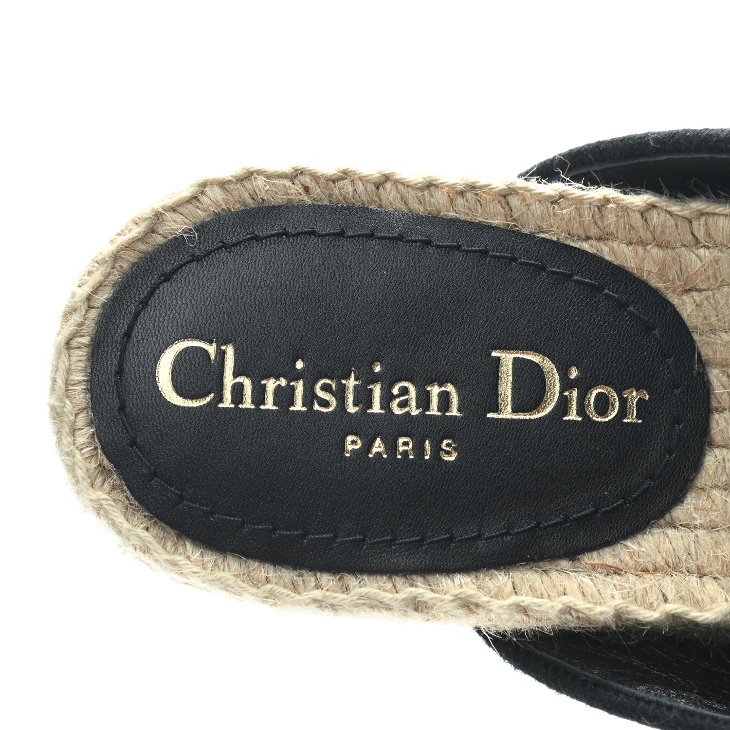Christian Dior Canvas Embroidered Granville Espadrille Crisscross Flat Slide Sandals 36 Black 7 of 8