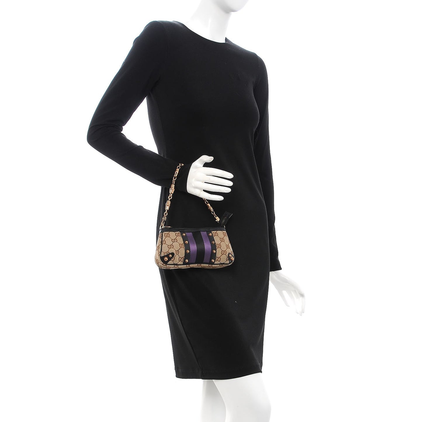 Monogram Web Studded Chain Clutch Purple
