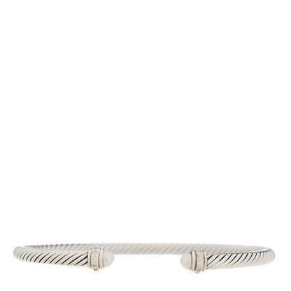 David Yurman Sterling Silver Pearl Diamond 4mm Cable Classics Bracelet 1 of 3