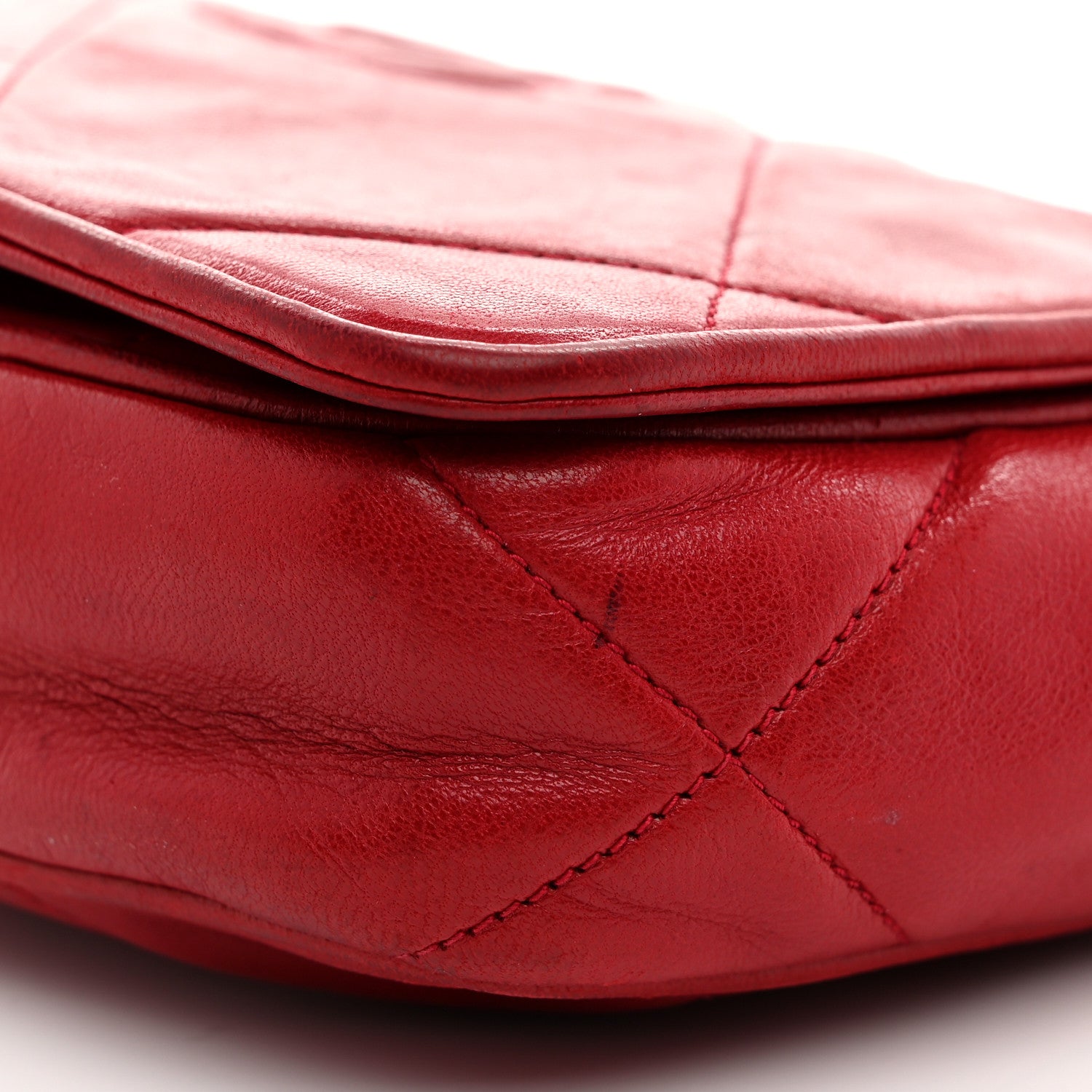 Chanel Lambskin Quilted CC Shoulder Bag Red 10 of 13