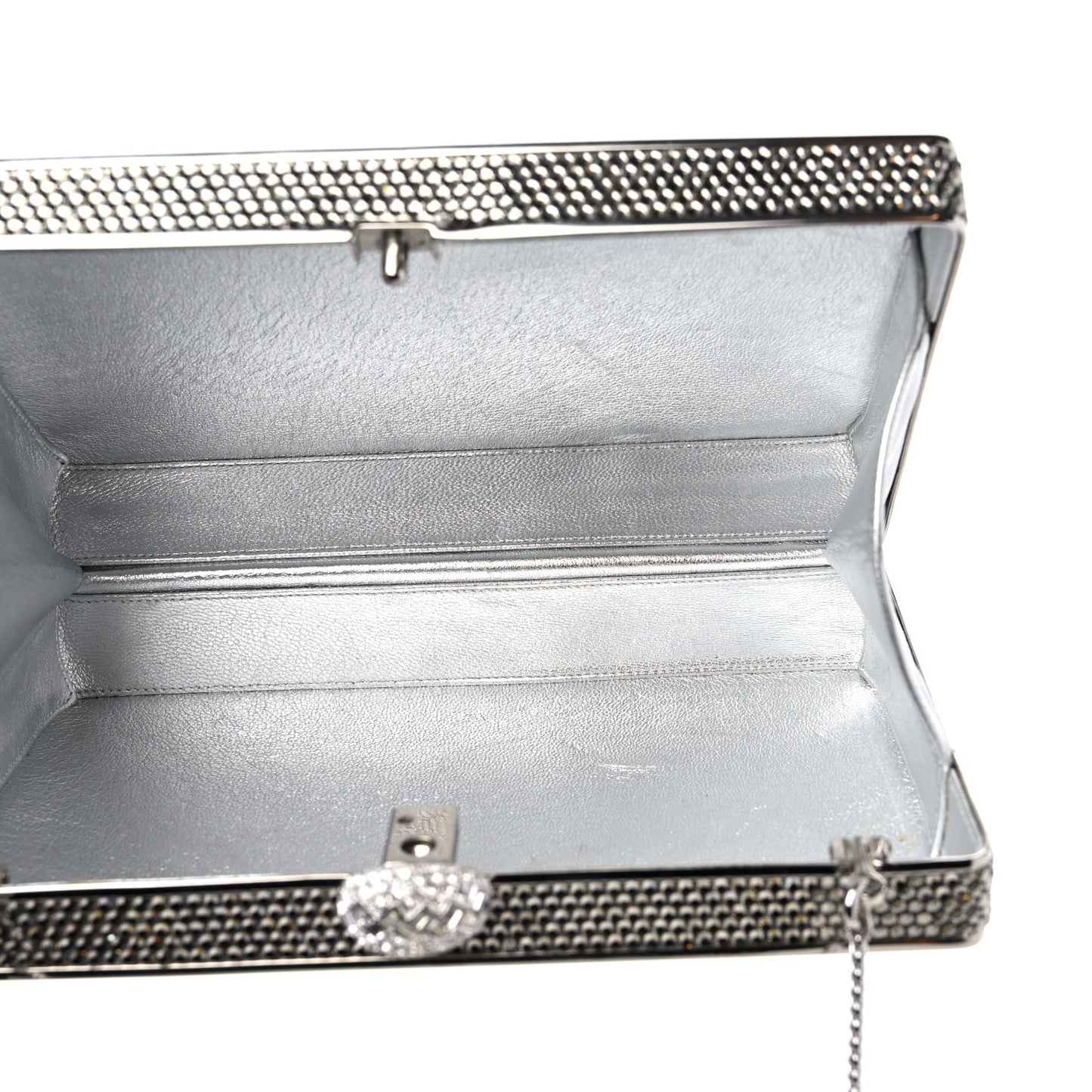 Swarovski Crystal Minaudiere Clutch Silver