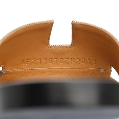 Hermes Canvas Calfskin Mens Izmir Sandals 40 Naturel Safari Prunoir 8 of 8