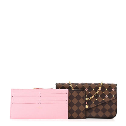 Louis Vuitton Damier Ebene Studded Pochette Felicie Chain Wallet 3 of 13