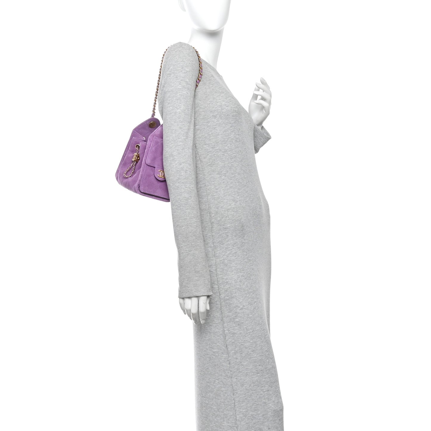 Suede Quilted Mini Chanel 25 Handbag Purple