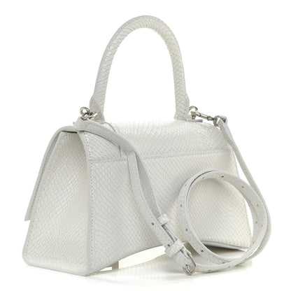 Balenciaga Calfskin Snake Embossed Small Hourglass Top Handle Bag White 3 of 13