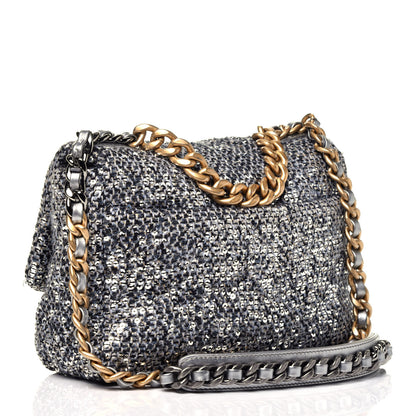 Chanel Sequin Quilted Medium Chanel 19 Flap Silver 3 of 9
