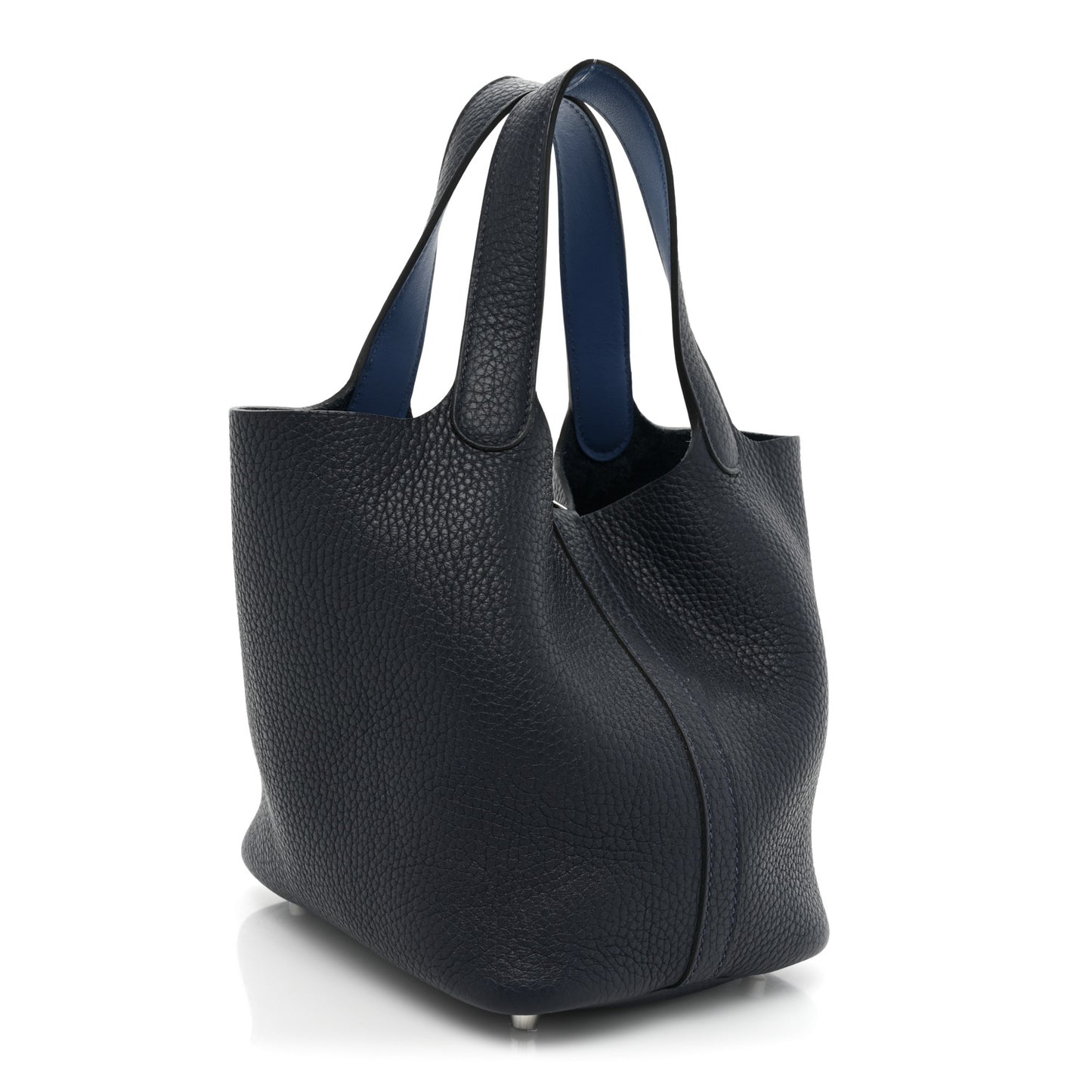 Taurillon Clemence Eclat Picotin Lock 18 PM Bleu Nuit Bleu Zellige
