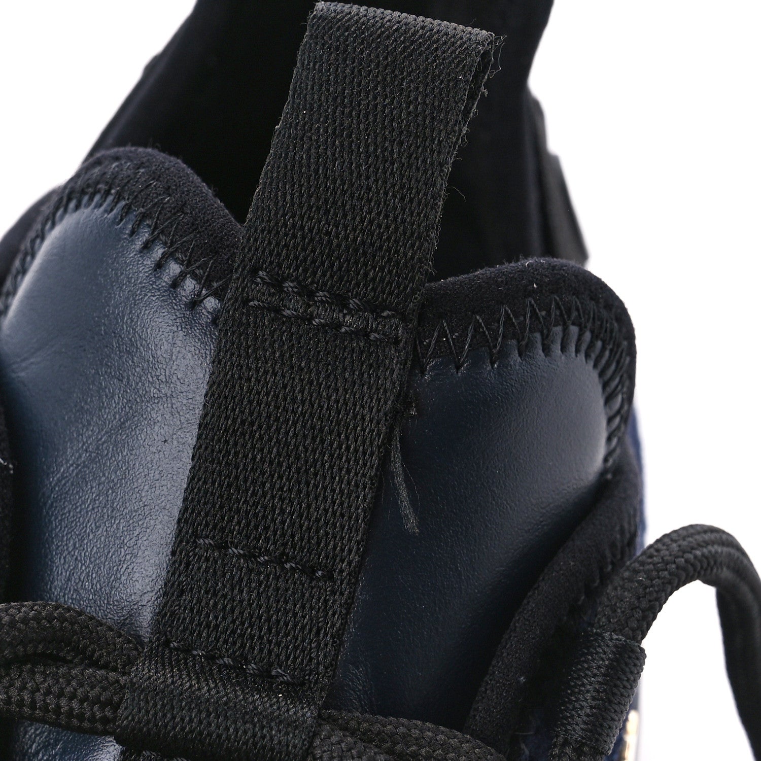 Chanel Suede Calfskin Nylon Grosgrain CC Sneakers 37.5 Navy Blue 9 of 10