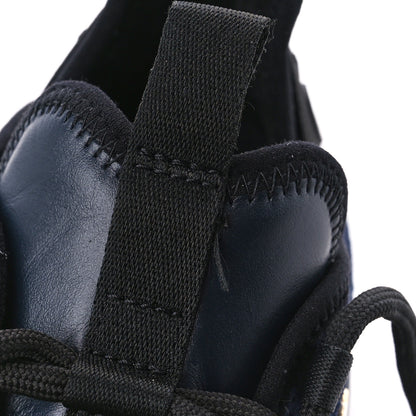 Chanel Suede Calfskin Nylon Grosgrain CC Sneakers 37.5 Navy Blue 9 of 10