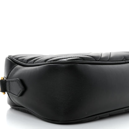 Gucci Calfskin Matelasse Small GG Marmont Chain Shoulder Bag Black 9 of 11