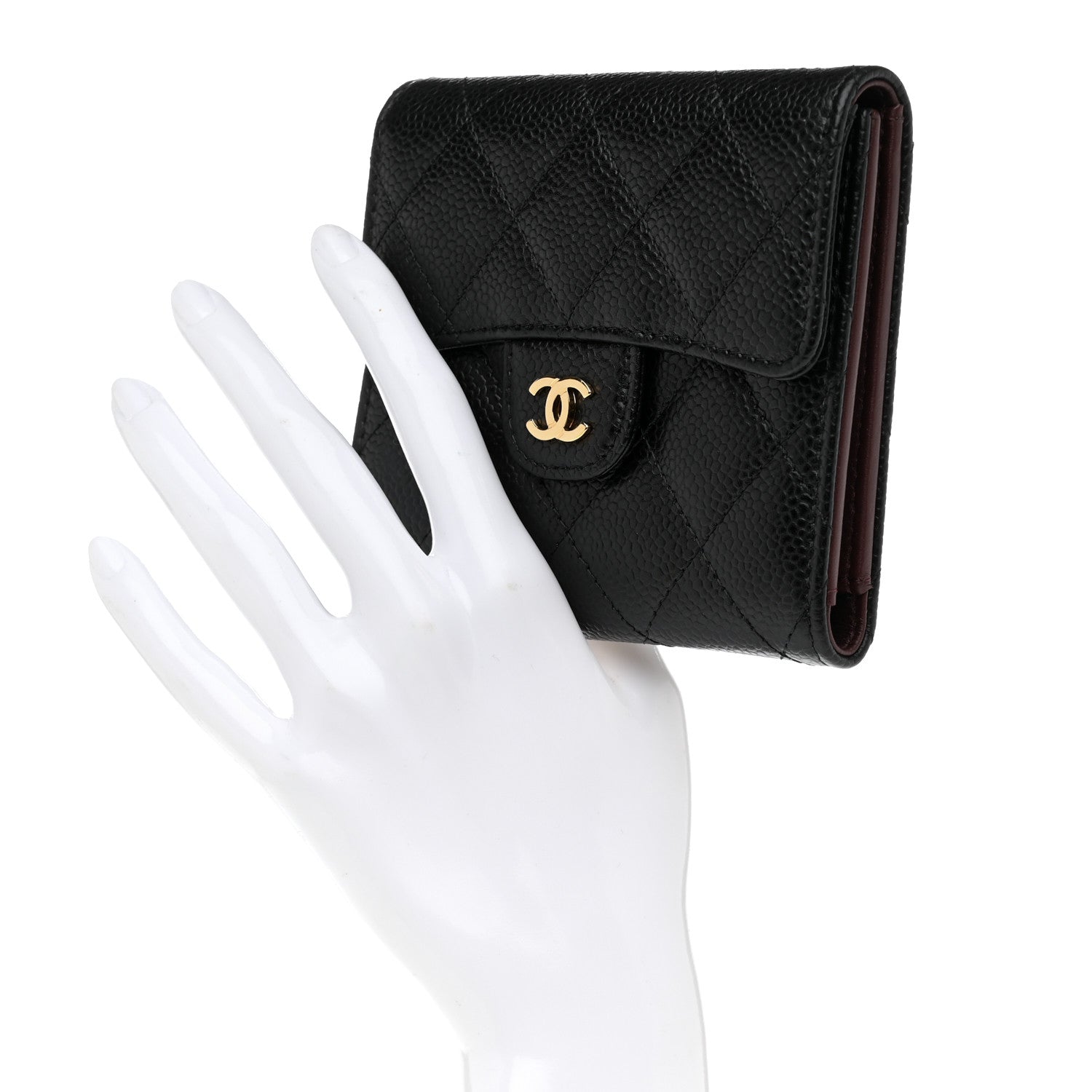 Chanel Caviar Quilted Compact Flap Wallet Black 2 of 8