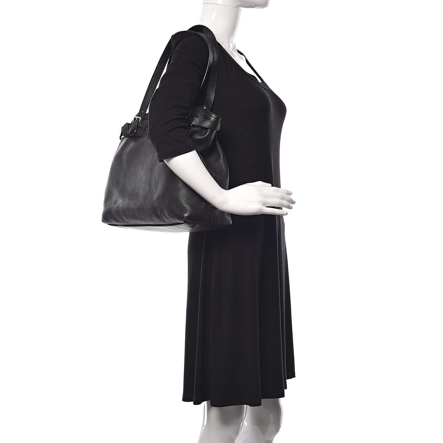 Prada Vitello Daino Shoulder Bag Black 2 of 12