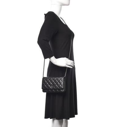 Chanel Lambskin Quilted Wallet On Chain WOC Black 2 of 12