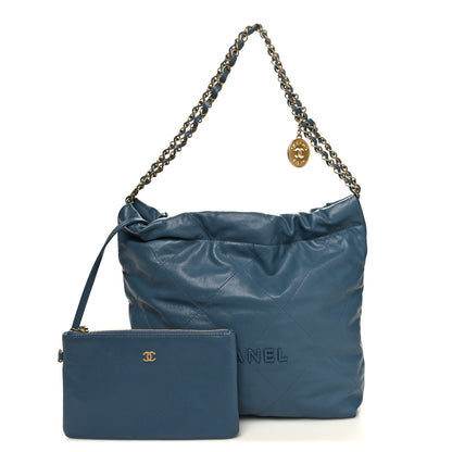 Chanel Shiny Caviar Quilted Small Chanel 22 Blue 1 of 12
