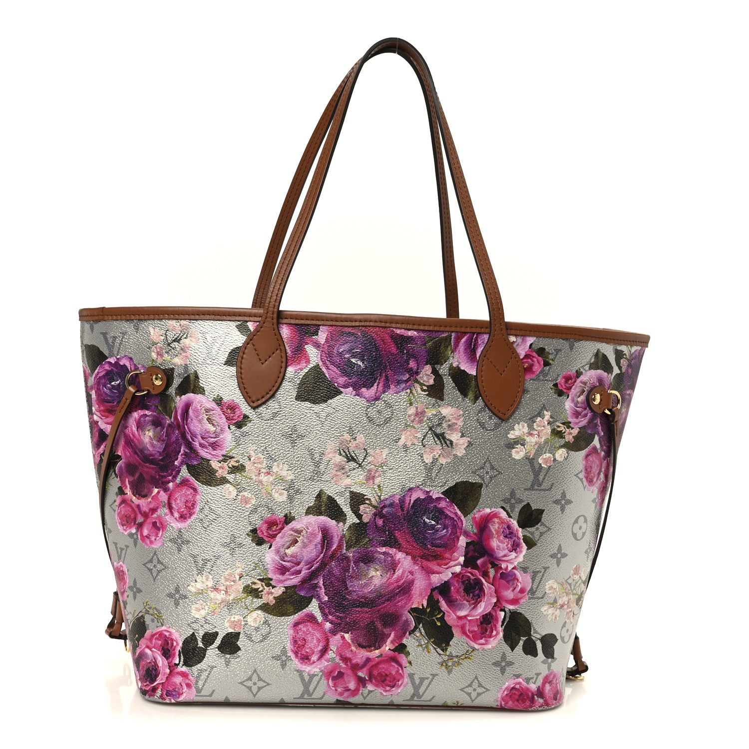 Louis Vuitton Metallic Monogram LV Garden Neverfull MM Silver 1 of 12