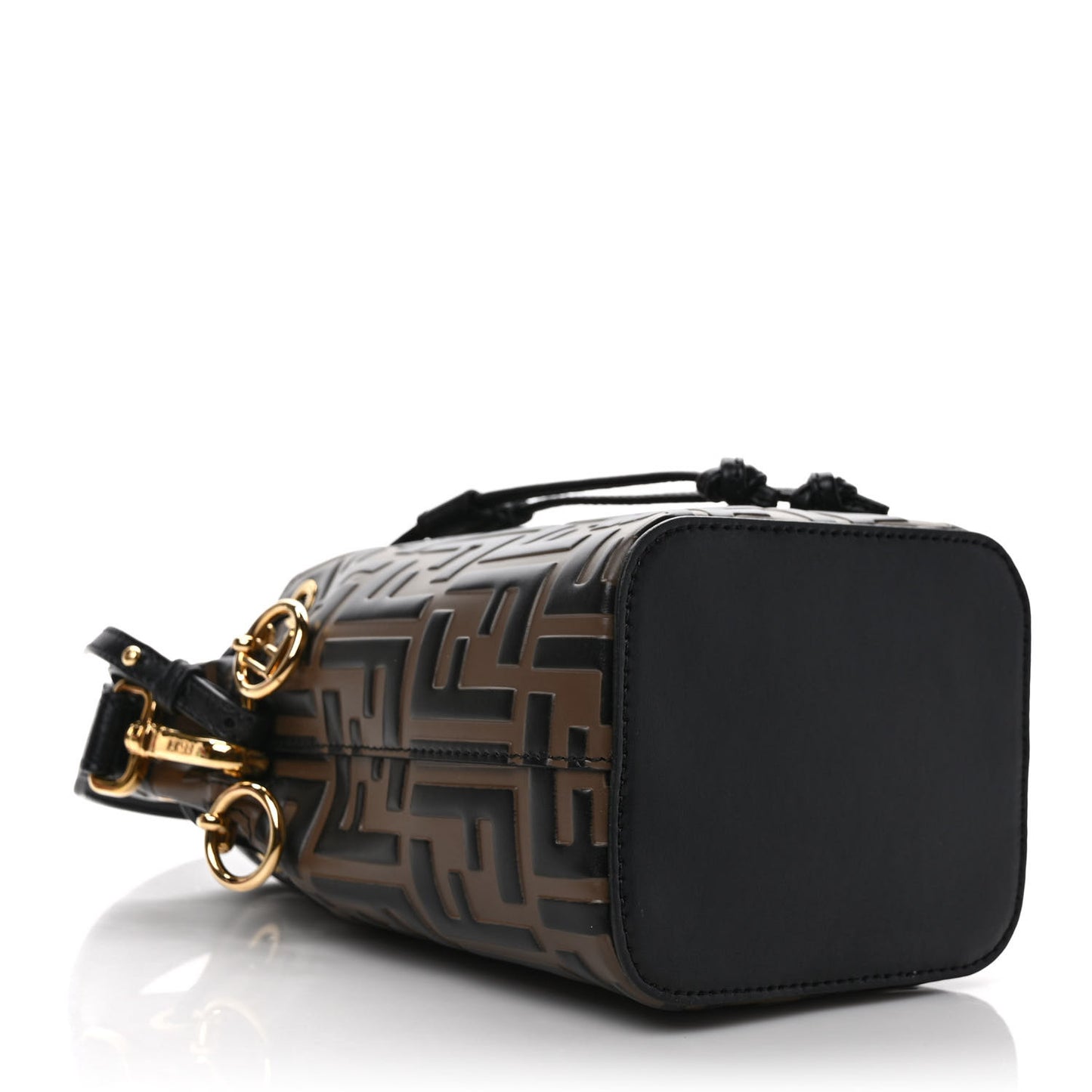 Vitello Liberty F is Fendi Bi-Color FF 1974 Embossed Mini Mon Tresor Bucket Bag Maya Black