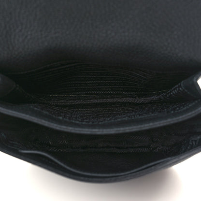 Prada Vitello Daino Soft Shoulder Flap Bag Black 5 of 10