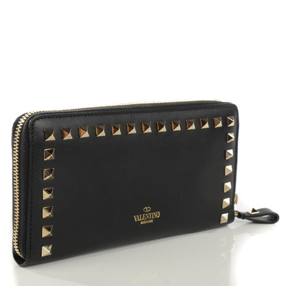 Valentino Garavani Calfskin Rockstud Zip Around Wallet Black 3 of 9