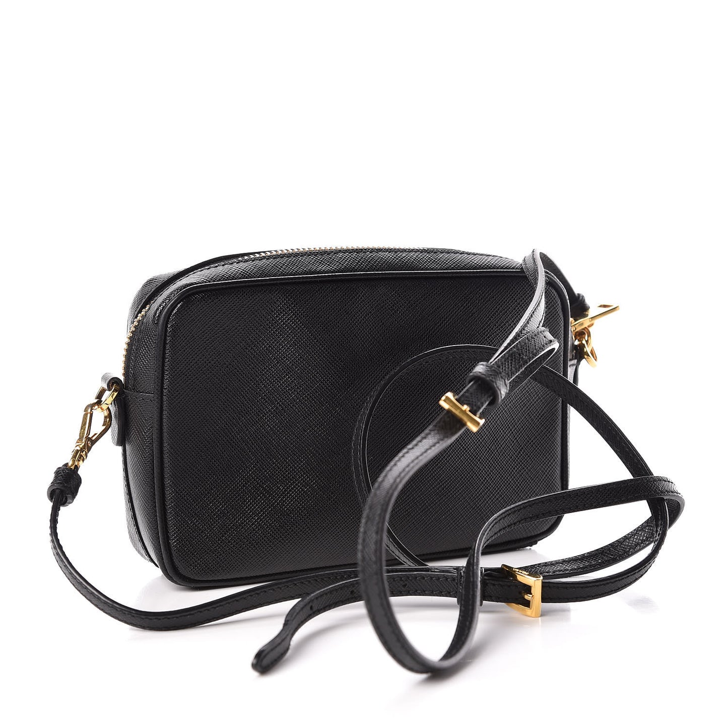 Saffiano Lux Small Camera Crossbody Bag Black
