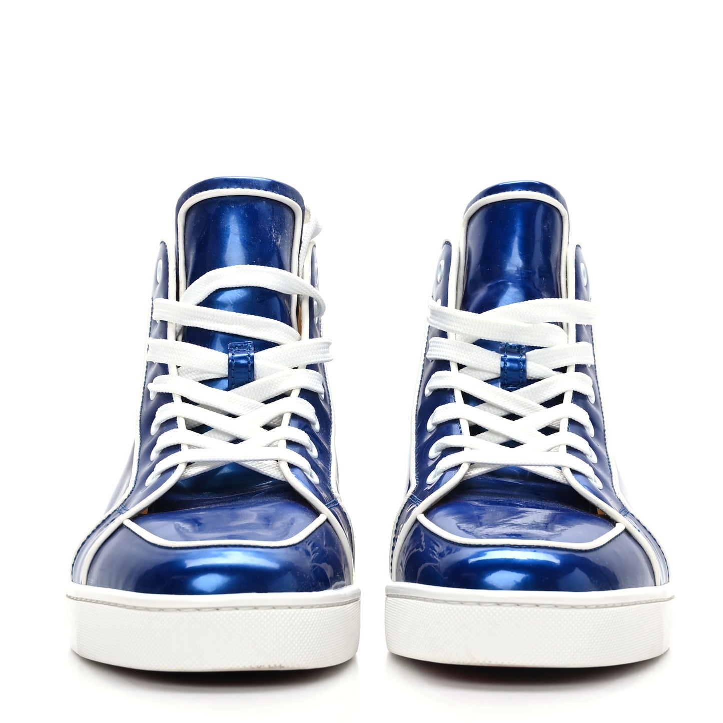 Glossy Patent Nappa Mens Rantus Orlato Flat Sneakers 44 Blue
