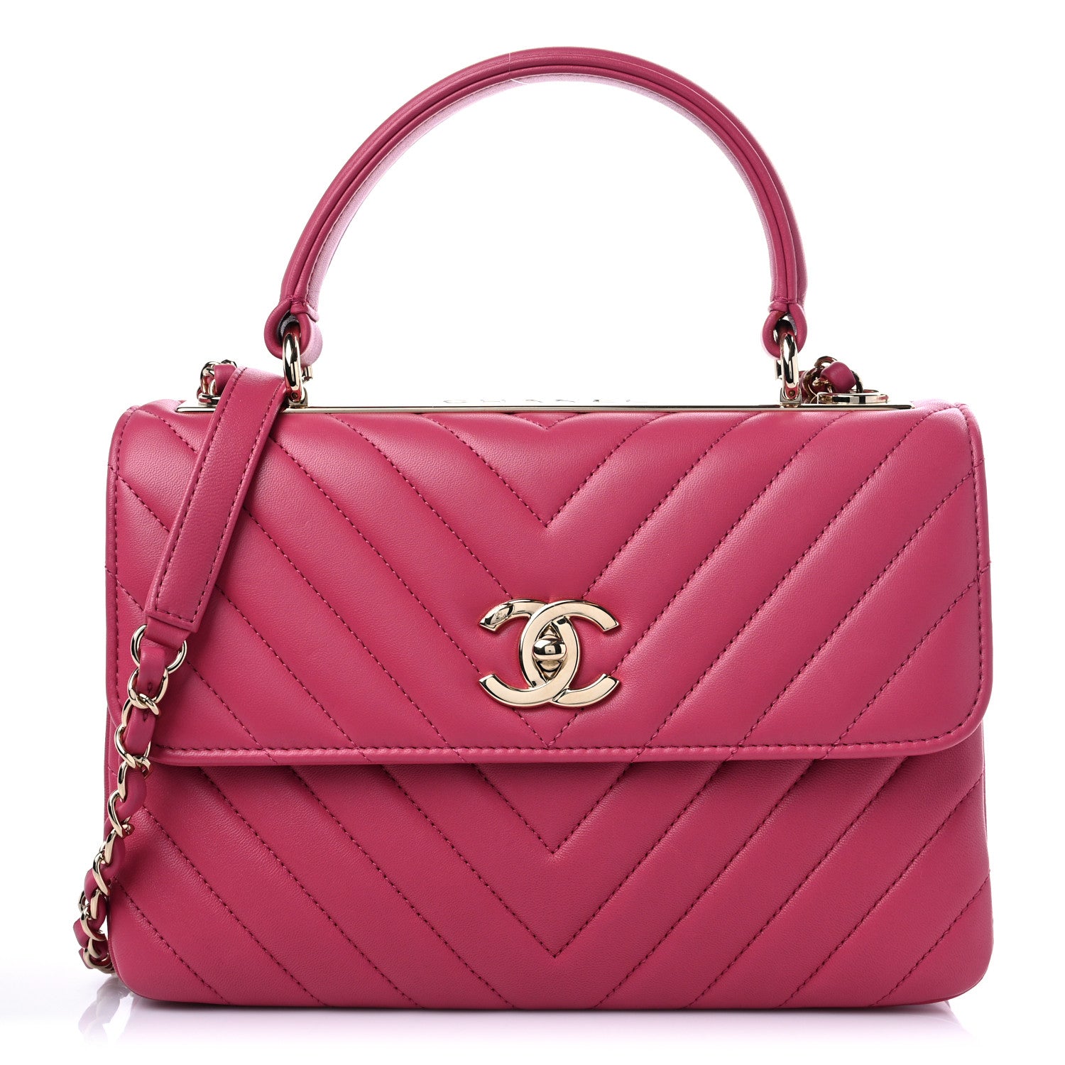 Chanel Lambskin Chevron Quilted Small Trendy CC Dual Handle Flap Bag Pink 1 of 9