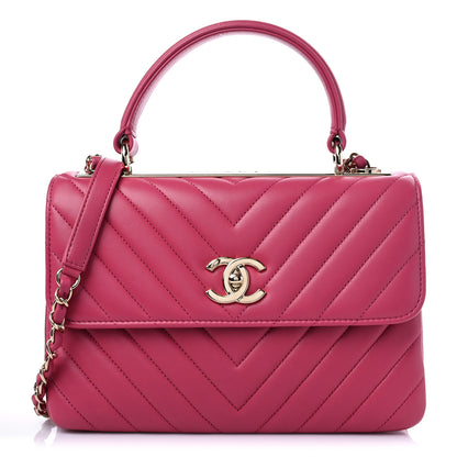 Chanel Lambskin Chevron Quilted Small Trendy CC Dual Handle Flap Bag Pink 1 of 9