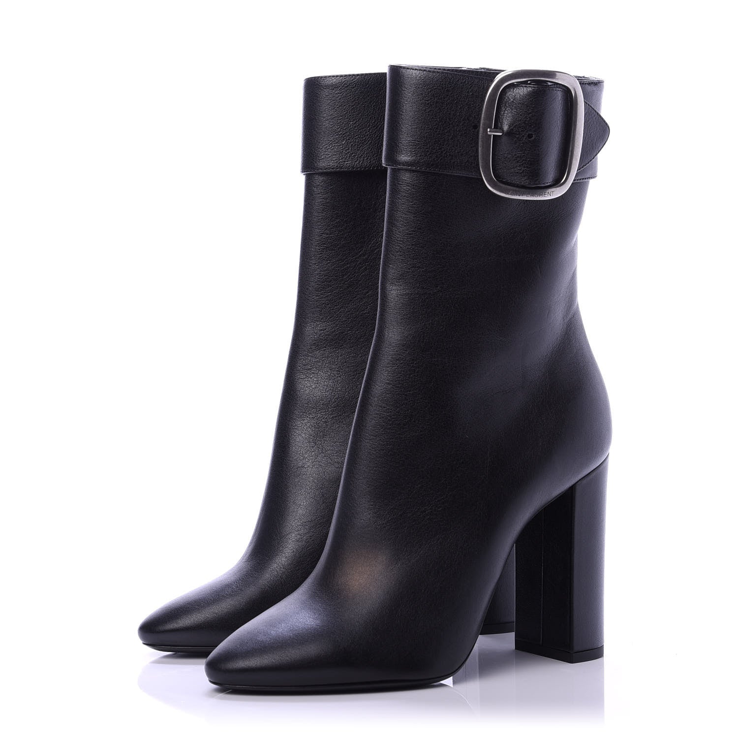 Saint Laurent Calfskin Joplin Buckle Booties 39 Black 3 of 11