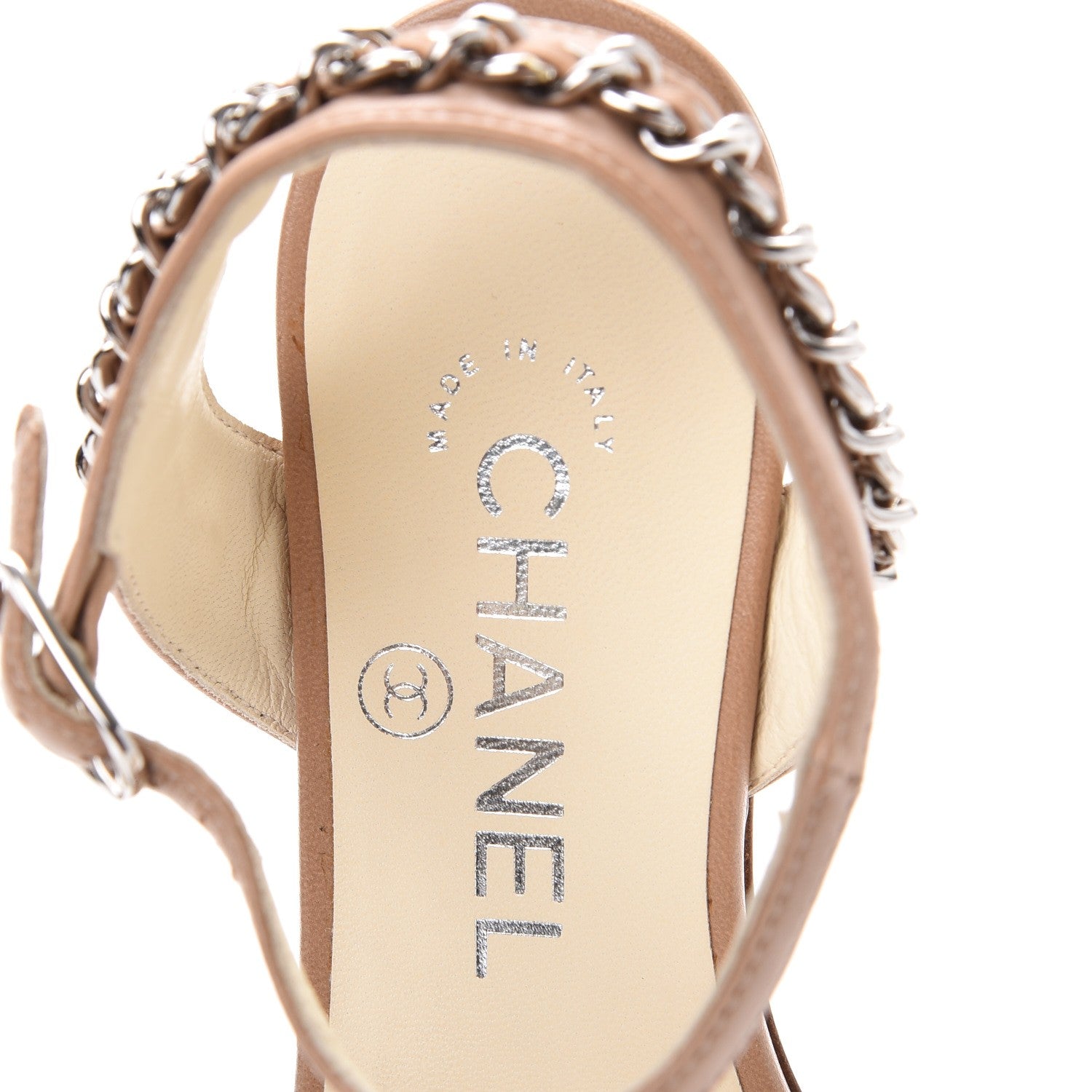 Chanel Lambskin CC Chain Sandals 35 Beige 8 of 9