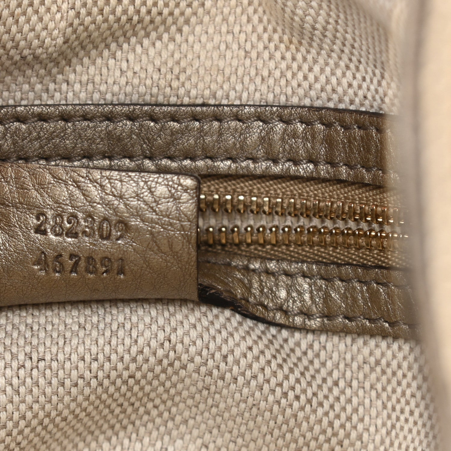 Gucci Metallic Pebbled Calfskin Medium Soho Shoulder Bag Golden Beige 6 of 13