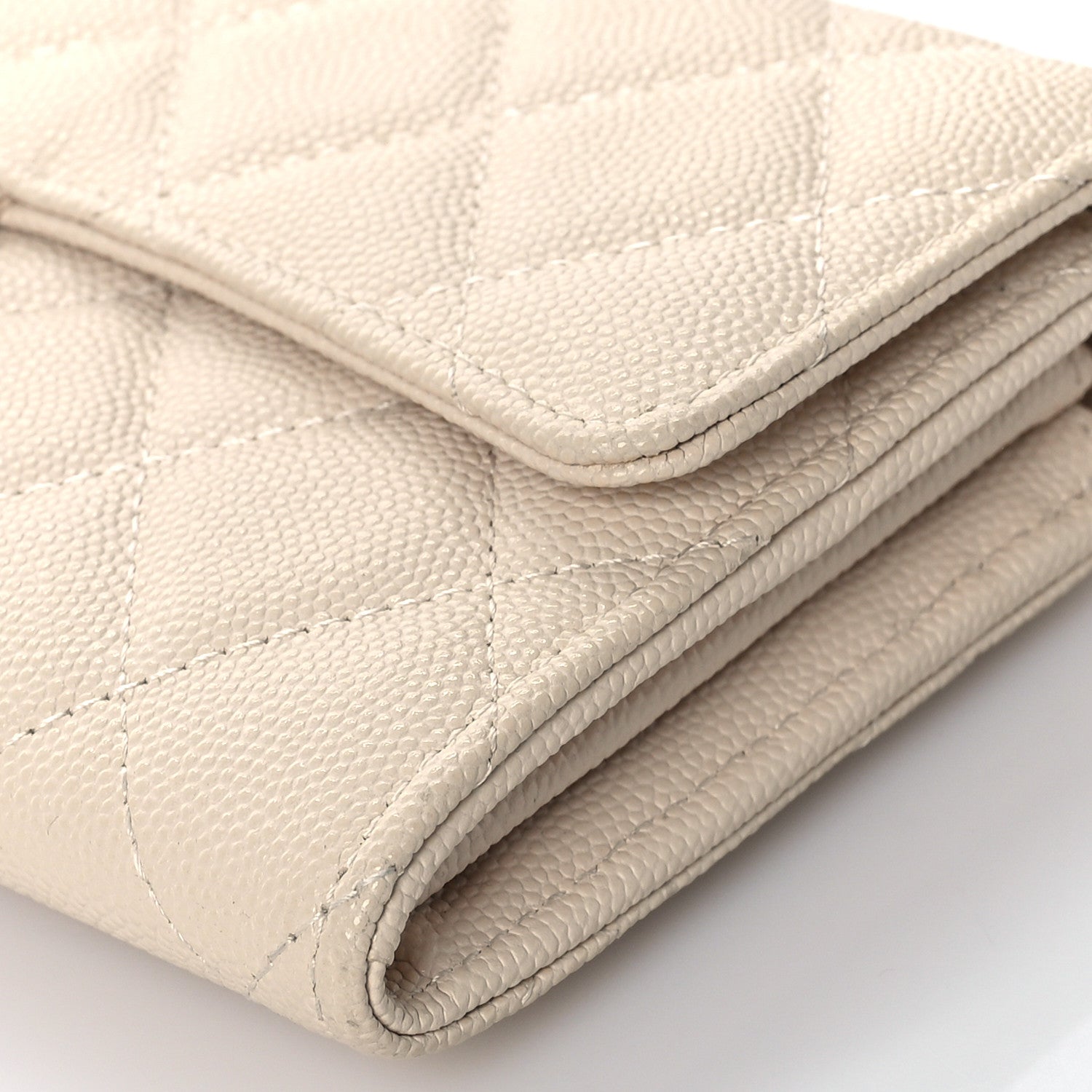Chanel Caviar Quilted Large Gusset Flap Wallet Beige 9 of 11