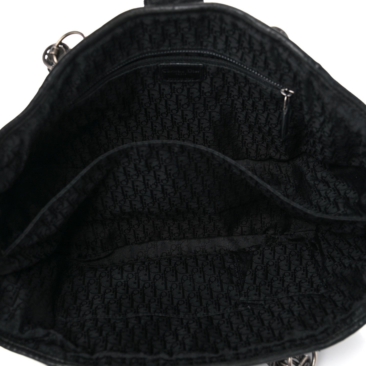 Christian Dior Lambskin Plisse Pleated Basket Tote Bag Black 4 of 18