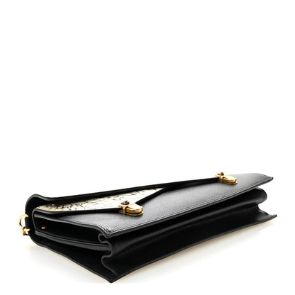 Gucci Calfskin Snakeskin Medium Ottilia Top Handle Bag Black White 4 of 11