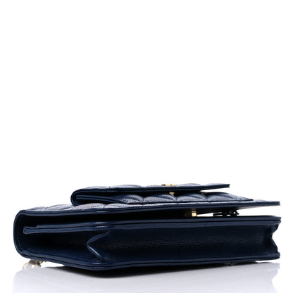 Chanel Caviar Quilted Pocket Clutch With Chain WOC Navy Blue 4 of 13