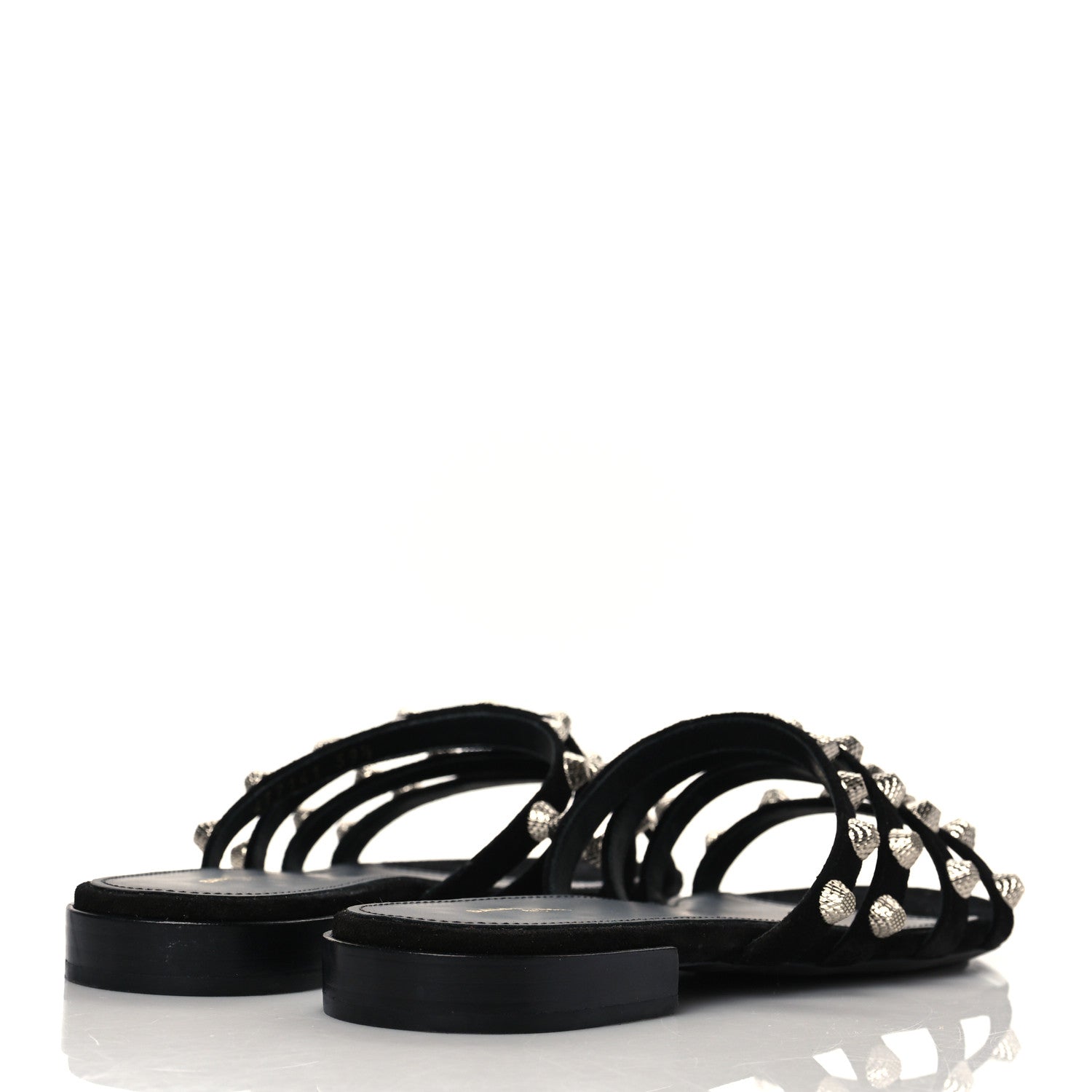 Balenciaga Velvet Silver Hardware Flat Cage Sandals 39.5 Black 4 of 9