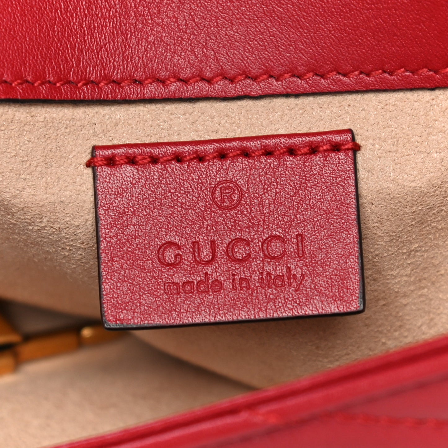 Calfskin Matelasse Super Mini GG Marmont Shoulder Bag Hibiscus Red