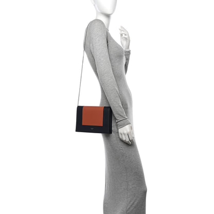 Celine Smooth Lambskin Frame Evening Chain Clutch Terracotta Navy 2 of 10