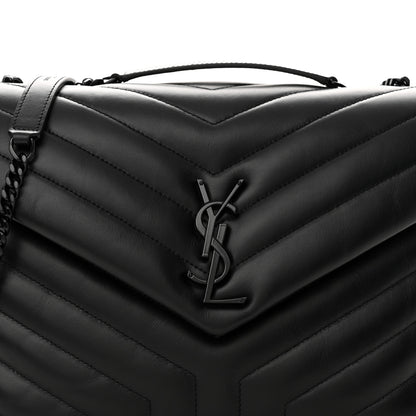 Saint Laurent Calfskin Y Quilted Monogram Monochrome Medium Loulou Chain Satchel Black 8 of 11