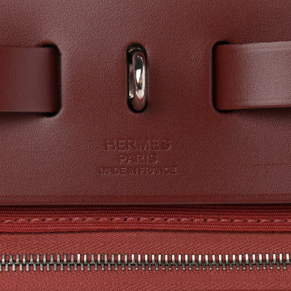 Hermes Vache Hunter Toile Herbag Zip 31 PM Rouge Grenat Rouge H 6 of 13