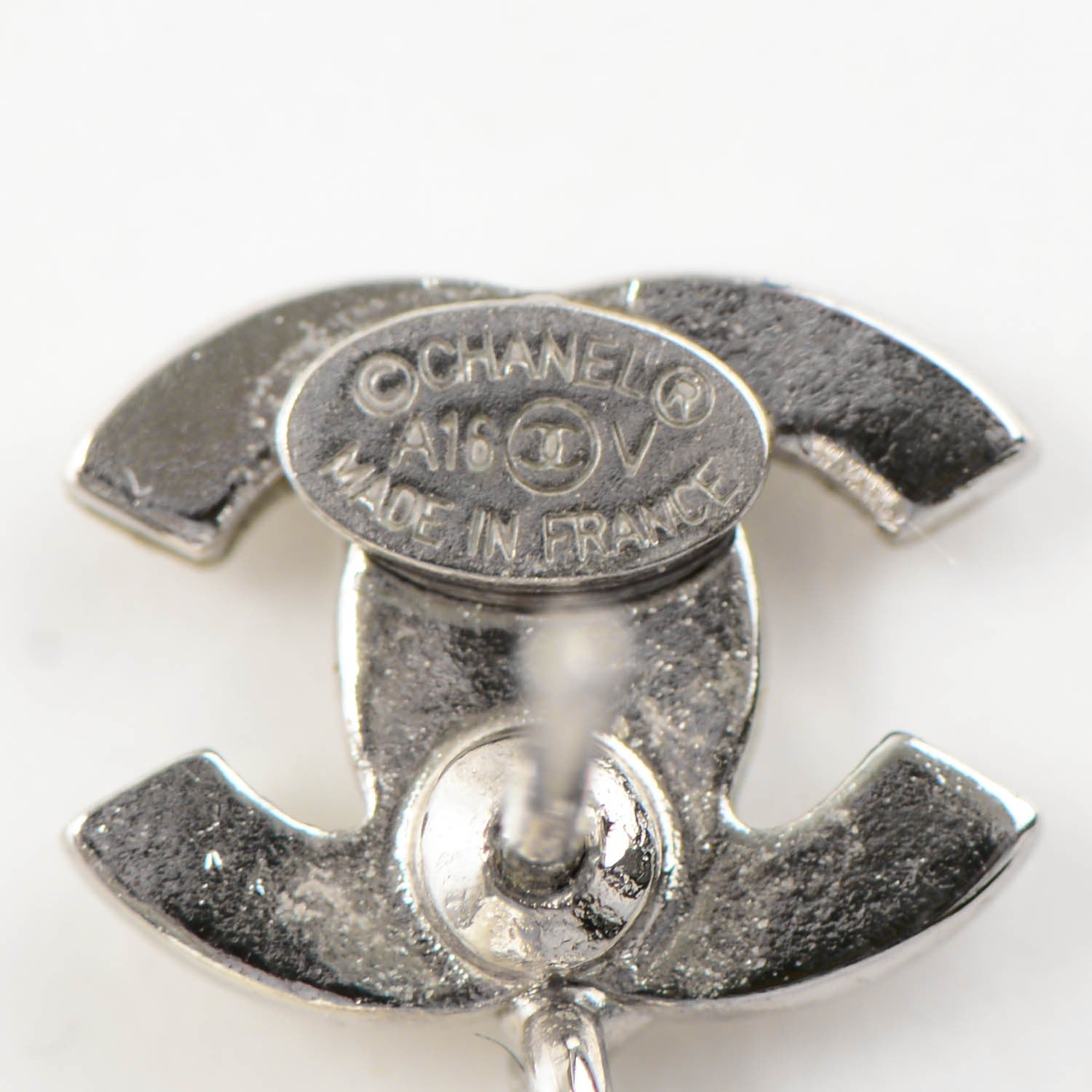 Chanel Crystal Pearl CC Drop Earrings Silver 4 of 5