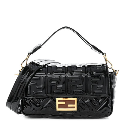 Fendi Patent FF 1974 Embossed Baguette Black 1 of 8