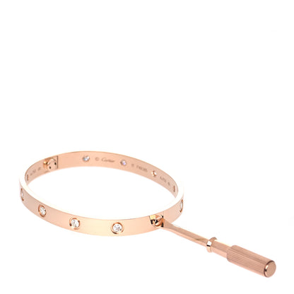 Cartier 18K Pink Gold 10 Diamond LOVE Bracelet 17 6 of 7