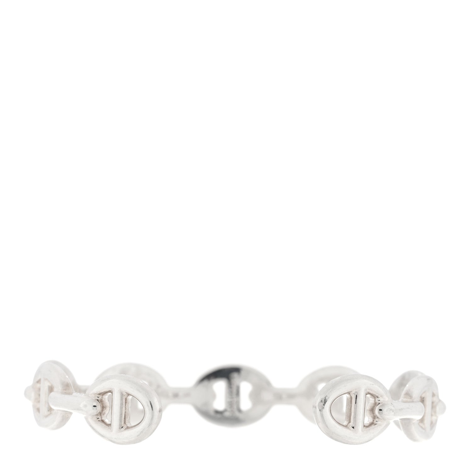 Hermes Sterling Silver MM Chaine d'Ancre Enchainee Cuff Bracelet LG 2 of 3