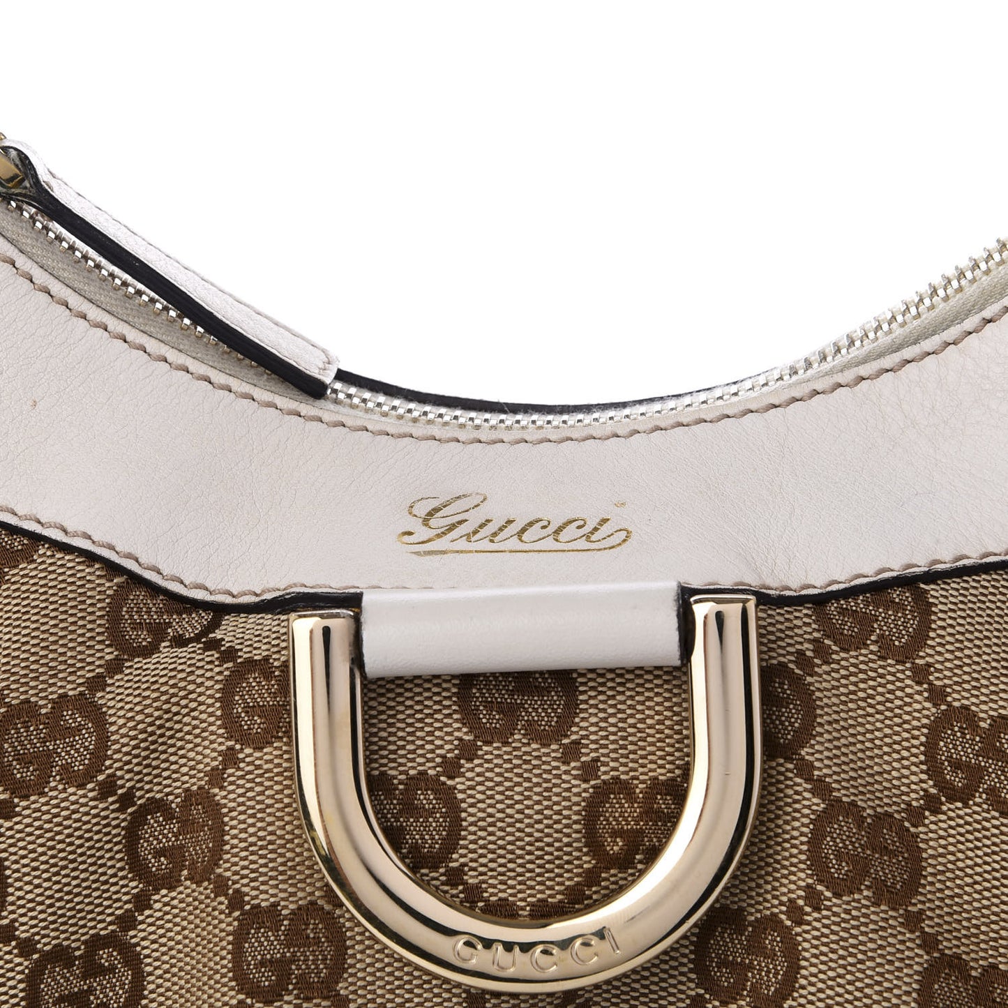 Monogram Medium D Gold Ring Hobo White