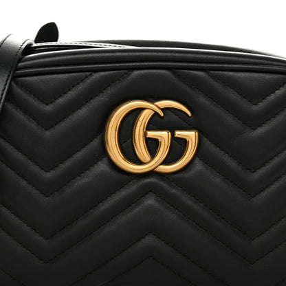 Gucci Calfskin Matelasse Small GG Marmont Chain Shoulder Bag Black 8 of 10
