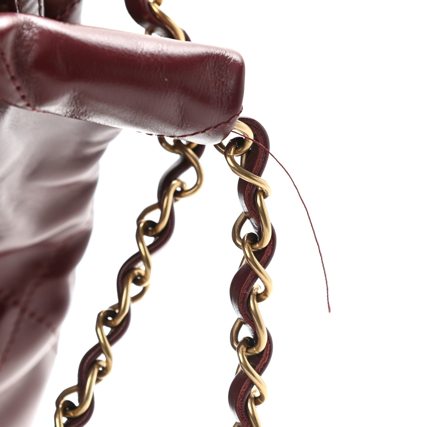 Shiny Calfskin Quilted Small Chanel 22 Burgundy