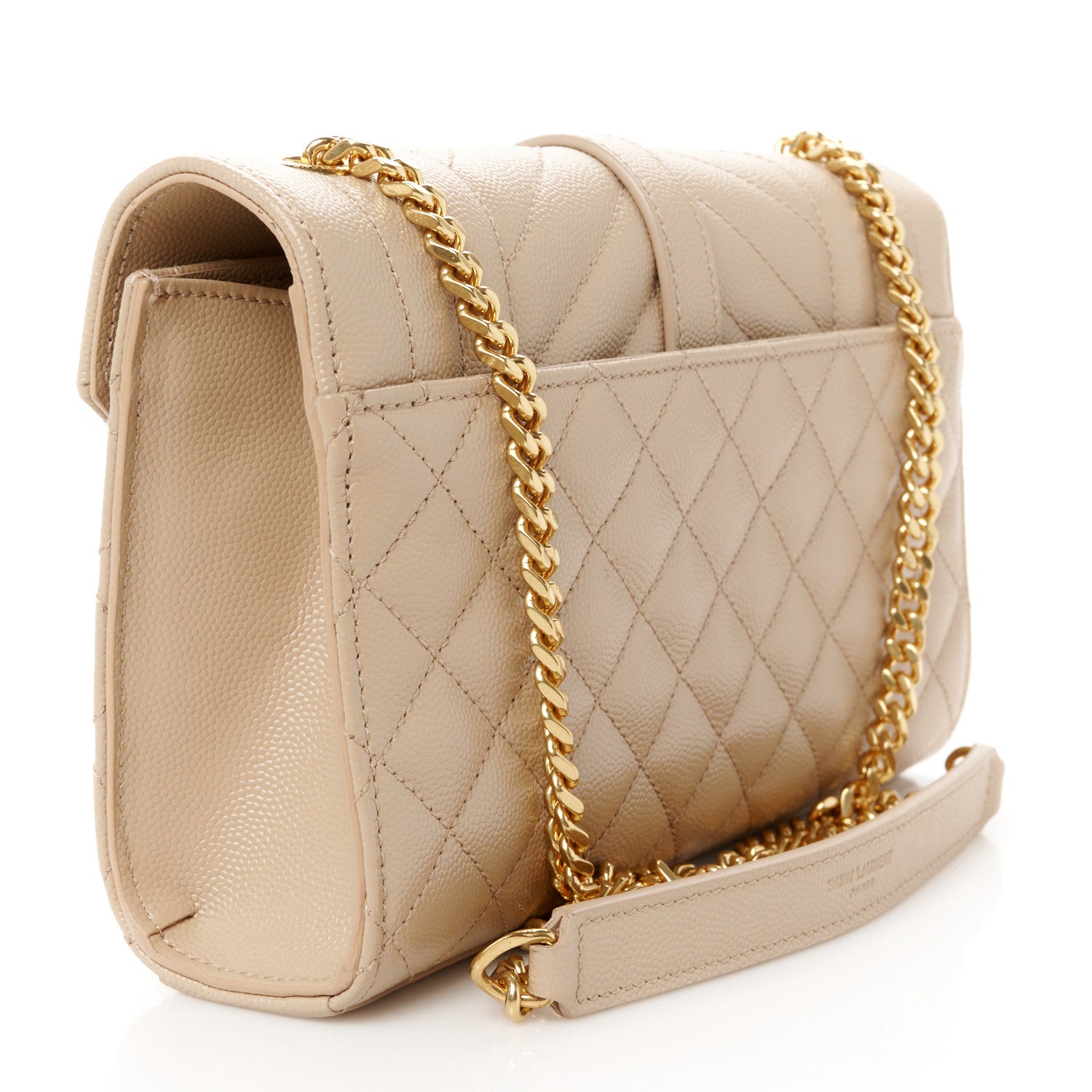 Saint Laurent Grain De Poudre Textured Mixed Matelasse Triquilt Small Monogram Satchel Dark Beige 3 of 11